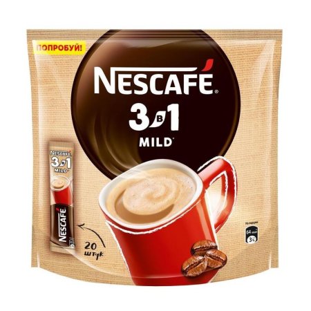 Кофе порционный растворимый Nescafe 3 в 1 Mild 20 пакетиков по 14.5 г