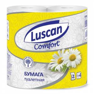 Бумага туалетная Luscan Comfort 2-слойная белая с ароматом ромашки (4 рулона в упаковке)