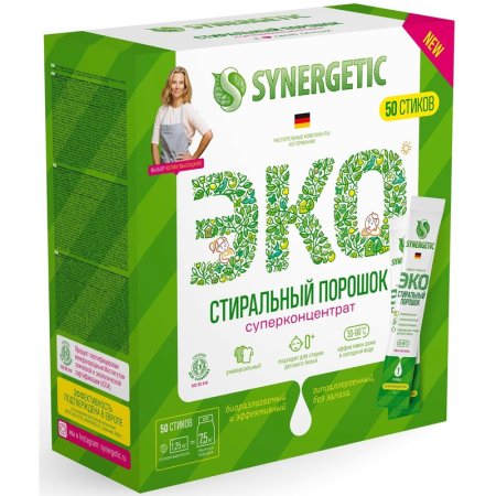 Порошок стиральный Synergetic Эко суперконцентрат 50 стиков