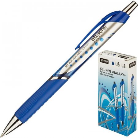 Ручка гелевая автоматическая Attache Selection Galaxy синяя (толщина линии 0,5 мм)