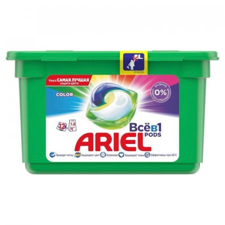 Капсулы для стирки Ariel Liquid Capsules Color (12 штук в упаковке)
