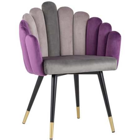 Стул-кресло для столовых Камелия фиолетовый/розовый/серый (велюр/металл)