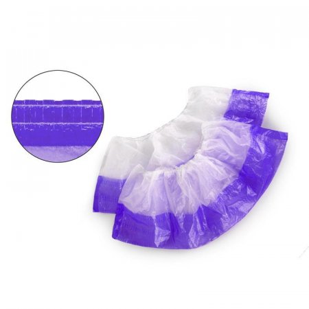 Бахилы одноразовые полиэтиленовые двухслойные текстурированные 3 г бело-фиолетовый (50 пар в упаковке)