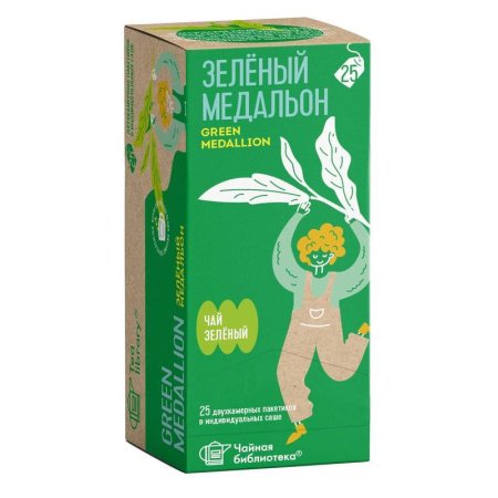 Чай подарочный Teaco Зеленый медальон пакетированный зеленый  классический 25 пакетиков