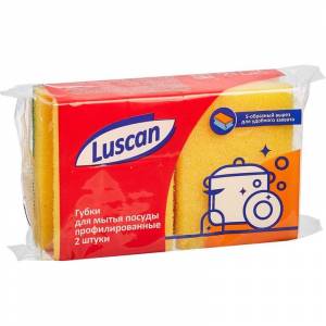 Губки для мытья посуды Luscan 2 штуки в упаковке поролоновые (90х70х38 мм)
