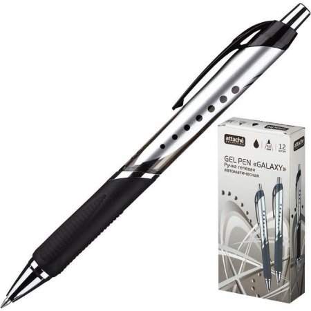 Ручка гелевая автоматическая Attache Selection Galaxy черная (толщина линии 0,5 мм)
