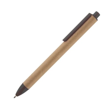 Ручка шариковая автоматическая одноразовая синяя (черный картонный  корпус, толщина линии 0.7 мм)