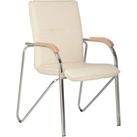Конференц-кресло Easy Chair Samba V-18 1.007 бежевый/бук (искусственная  кожа, металл хром)