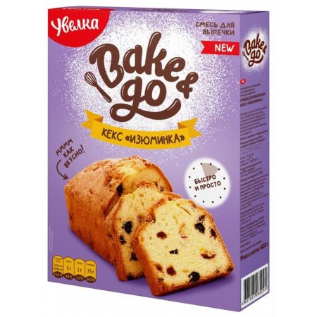 Смесь для приготовления Увелка Bake&Go Кекс Изюминка 400 г (10  штук в упаковке)
