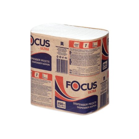 Салфетки бумажные Focus Ultra N2 24x26,5см белые 1-слойные 18 пачек по   250 листов
