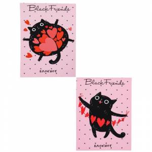 Блокнот Проф-пресс Черные коты с сердечками А7 48 листов в клетку на склейке (обложка в ассортименте)