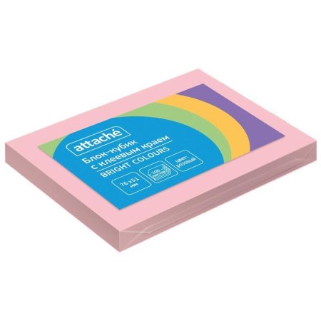 Стикеры Attache Bright colours 76х51 мм пастельные розовые (1 блок,100  листов)