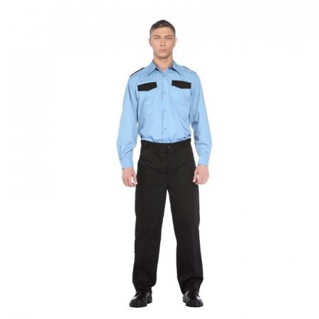 Рубашка для охранника с длинными рукавами голубая (размер 56-58, рост  182-188)