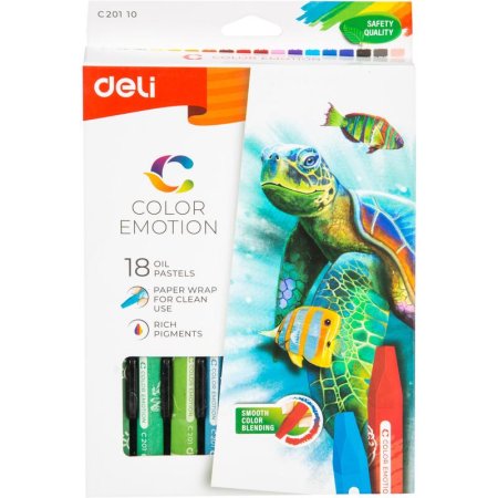 Пастель масляная Deli Color Emotion 18 цветов шестигранные