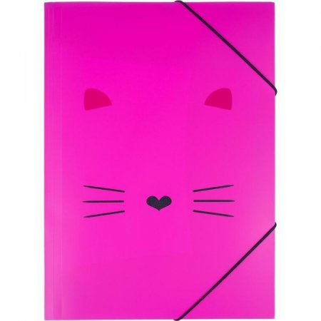 Папка на резинках №1 School Kitty А4 18 мм пластиковая до 200 листов  розовая (толщина обложки 0.45 мм)