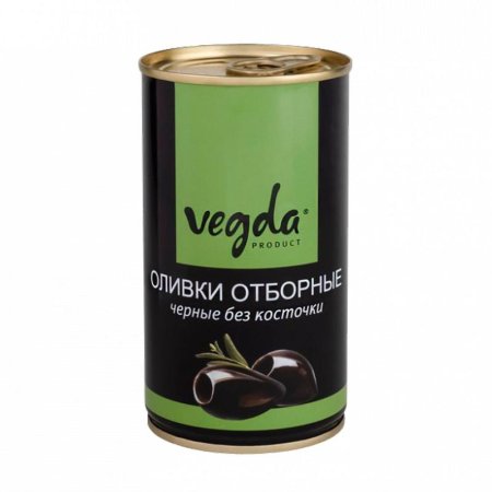 Оливки Vegda product черные отборные без косточки 370 г