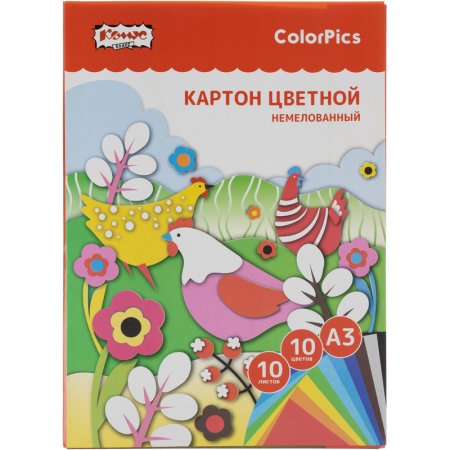 Картон цветной Комус Класс ColorPics (А3, 10 листов, 10 цветов,  немелованный)