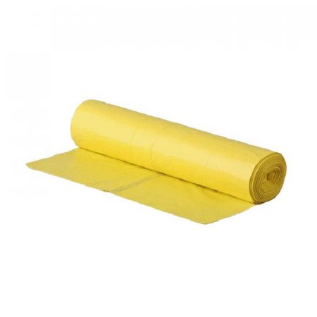 Мешки для мусора на 120 л желтые (ПНД, 11 мкм, 10 штук в рулоне, 70х110 см)