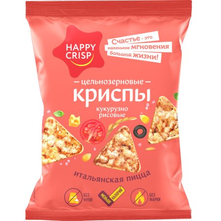 Чипсы Happy Corn со вкусом итальянской пиццы 50 г (18 штук в упаковке)