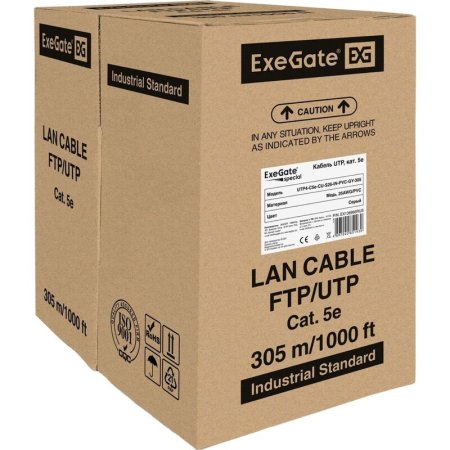 Кабель витая пара ExeGate Special UTP4-C5e-CU-S26-IN-PVC-GY-305 cat 5e  305 м (EX138966RUS)