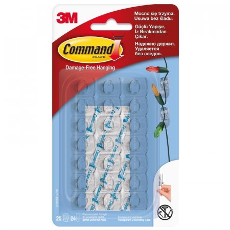 Крючки Command 3M прозрачные, до 200 г (20 шт., 24 клейких полоски)