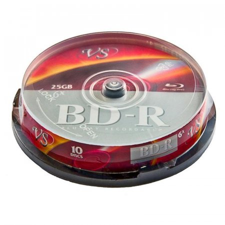 Диск BD-R VS 25 ГБ 6x cake box (10 штук в упаковке)