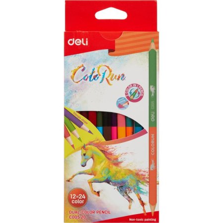 Карандаши цветные Deli ColoRun 24 цвета трехгранные двухсторонние  (EC00520)