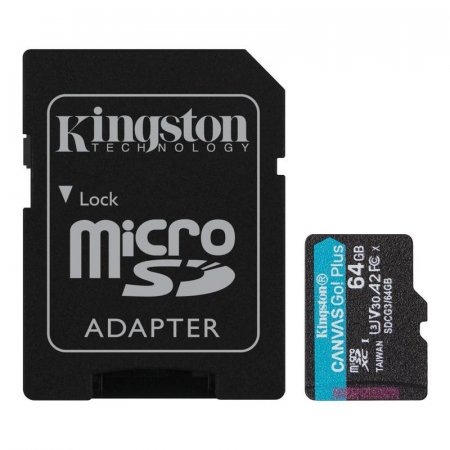 Карта памяти 64 Гб microSDXC Kingston Canvas Go! Plus UHS-I U3 A2 V30 (SDCG3/64Gb)