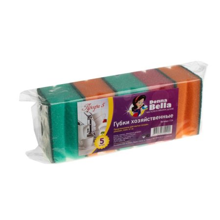 Губки для мытья посуды Donna-Bella Профи5 поролоновые 80x60x40 мм 5 штук  в упаковке