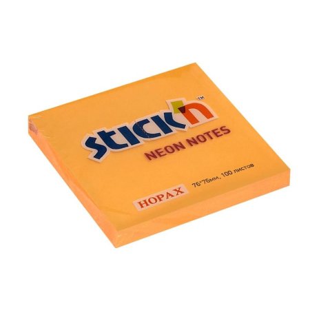 Стикеры Hopax Stick'n 76x76 мм неоновые оранжевые (1 блок, 100 листов)