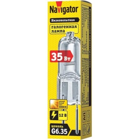 Лампа галогенная Navigator JC 35 Вт clear G6.35 12В 2000h (94211)