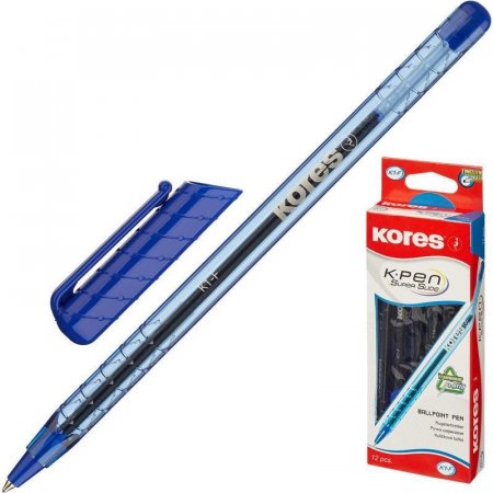 Ручка шариковая Kores K1 трехгранный корпус синяя (толщина линии 0.7 мм)