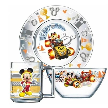 Набор для завтрака Disney Микки гонщик стеклянные (3 штуки в упаковке)