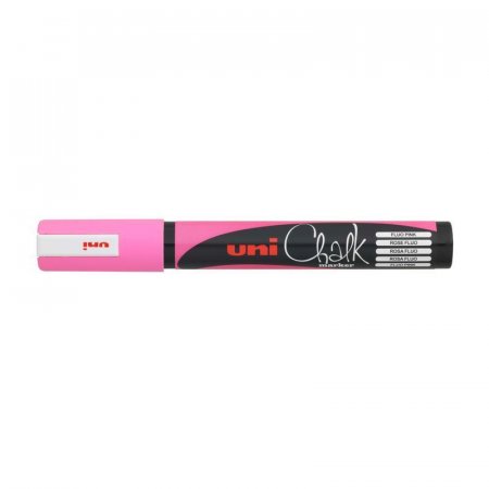 Маркер меловой UNI PWE-5M, флуоресцентно-розовый, 1.8-2.5 мм.
