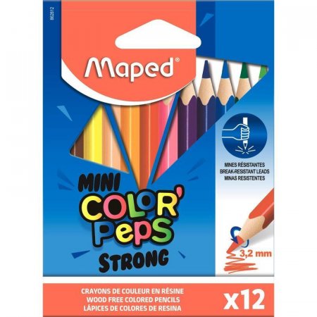 Карандаши цветные Maped Color'peps mini strong 12 цветов трехгранные