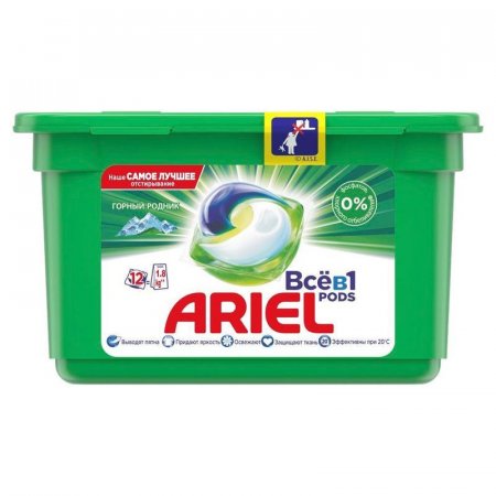Капсулы для стирки Ariel Liquid Capsules Горный родник (12 штук в  упаковке)