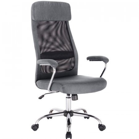 Кресло для руководителя Easy Chair 591 TC серое/черное (сетка/ткань, металл)