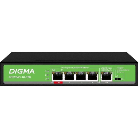 Коммутатор Digma DSP204G-1G-T80