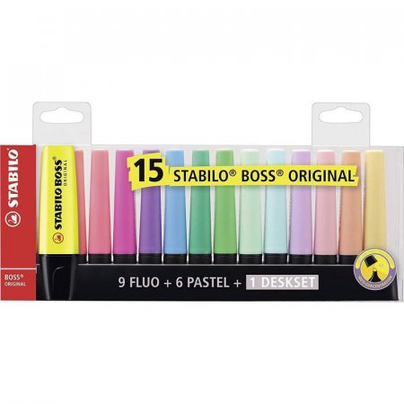 Набор текстовыделителей Stabilo Boss Original (толщина линии 2-5 мм, 15  цветов)