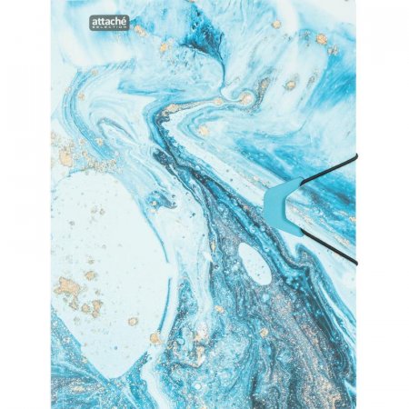 Папка на резинке Attache Selection Fluid А4+ пластиковая голубая (0.45 мм, до 200 листов)