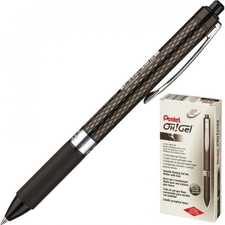 Ручка гелевая автоматическая Pentel OhGel черная (толщина линии 0,3 мм)