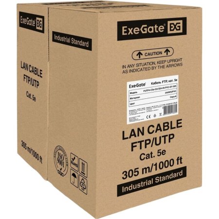 Кабель витая пара ExeGate FUTP4-C5e-CU-S24-IN-PVC-GY-305-FLUKE cat 5e  305 м (EX281811RUS)