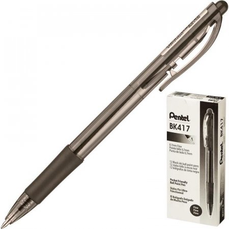 Ручка шариковая автоматическая Pentel BK417-A черная (толщина линии 0.3 мм)