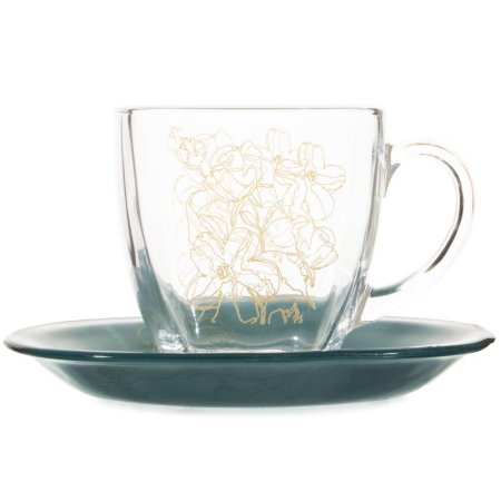 Набор чайный Luminarc Annalee Green Q9231 на 6 персон стекло (6 чашек  220 мл, 6 блюдец 14 см)