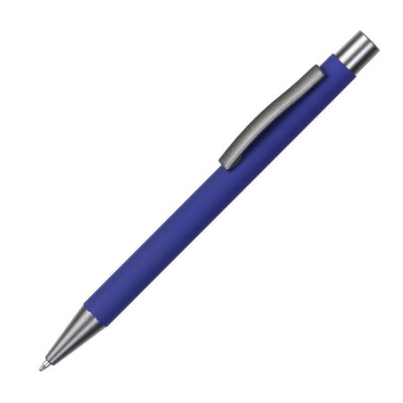 Ручка шариковая автоматическая синяя корпус soft touch  (синий/темно-серый корпус, толщина линии 0.7 мм)