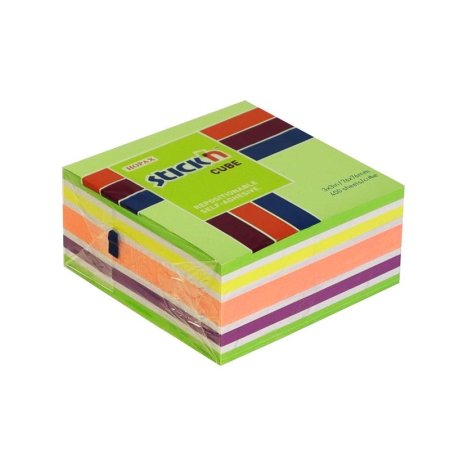 Стикеры Hopax Stick'n 76х76 мм пастельные и неоновые 5 цветов (1 блок,  400 листов)
