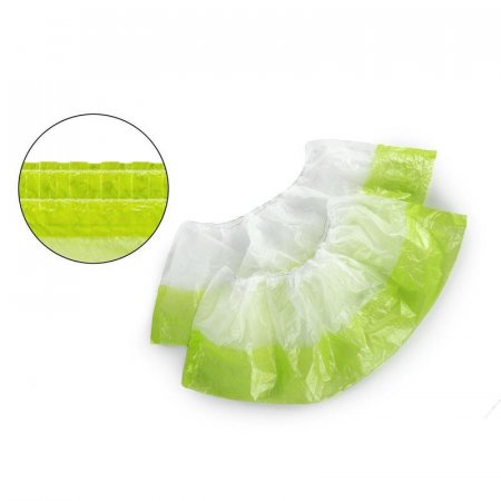 Бахилы одноразовые полиэтиленовые двухслойные текстурированные 3.5 г бело-зеленый (50 пар в упаковке)