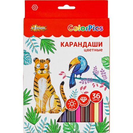 Карандаши цветные №1 School ColorPics 36 цветов шестигранные