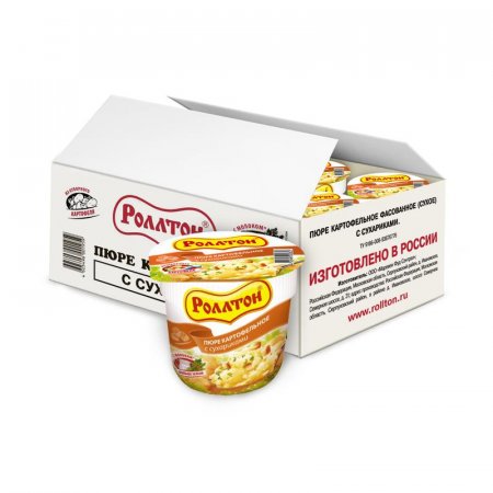 Картофельное пюре Роллтон с сухариками 40 г (24 штуки в упаковке)