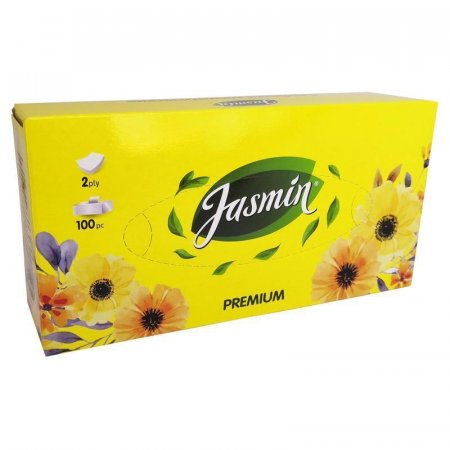 Салфетки косметические Jasmin Premium 2-слойные (100 штук в упаковке)